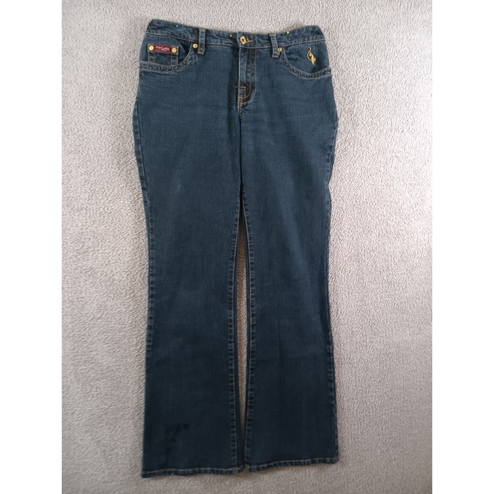 Y2K Baby Phat Flare Jeans Low Rise Bootcut Dark Wash Womens 9‎ USA